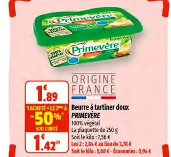 Coccinelle Express Beurre à Tartiner Doux Primevère offre