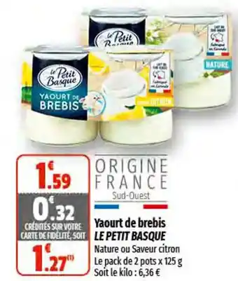 Coccinelle Express Yaourt de Brebis Le Petit Basque offre