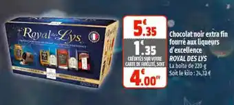 Coccinelle Express Chocolat Noir Extra Fin Fourré Aux Liqueurs d'excellence Royal Des Lys offre