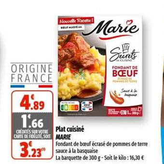 Coccimarket Plat Cuisiné Marie offre
