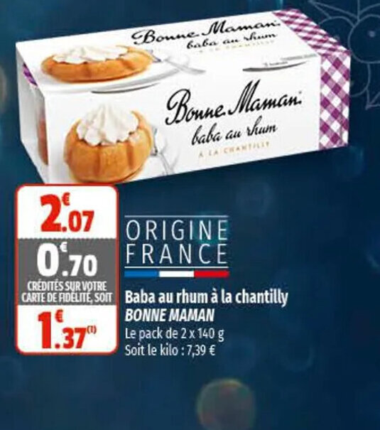 Promo Baba au Rhum à La Chantilly Bonne Maman chez Coccimarket