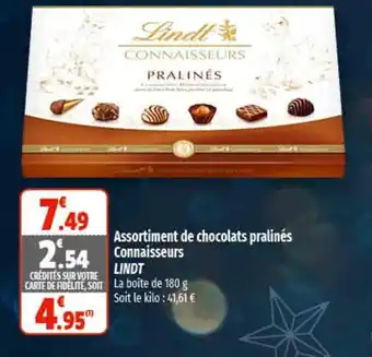 Coccimarket Assortiment de Chocolats Pralinés Connaisseurs Lindt offre