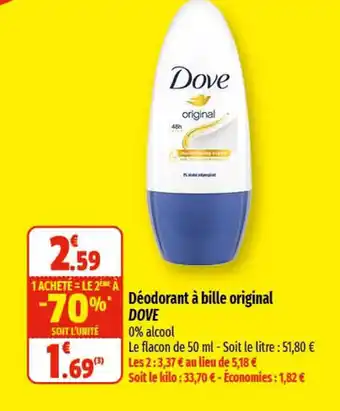 Coccimarket Déodorant à Bille Original Dove offre