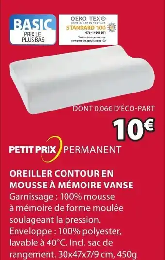 JYSK Oreiller Contour Mousse à Mémoire Vanse offre