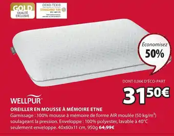 JYSK Oreiller en Mousse à Mémoire Etne offre