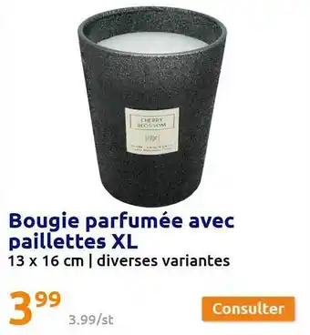 Action Bougie parfumée avec paillettes xl offre