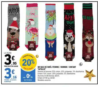 E.Leclerc Mi Bas de noel Femme/Homme/Enfant Apollo offre