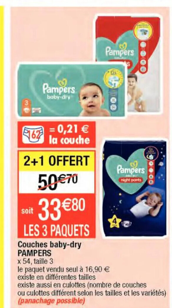 Promo Couches BabyDry Pampers chez Migros