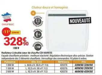 Bricorama Radiateur à double cœur de chauffe cdi karess offre