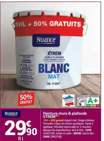 Bricorama Peinture murs & plafonds xtrem nuance offre