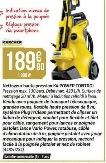 Bricorama Nettoyeur haute pression k4 power control kärcher offre