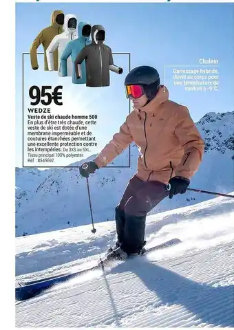 Decathlon Veste de ski chaude homme 500 wedze offre