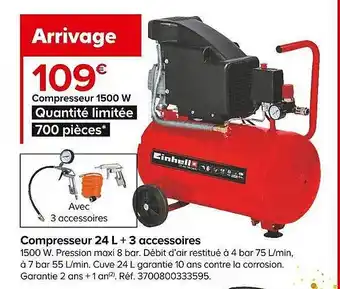 Castorama Compresseur 24l + 3 accessoires einhell offre