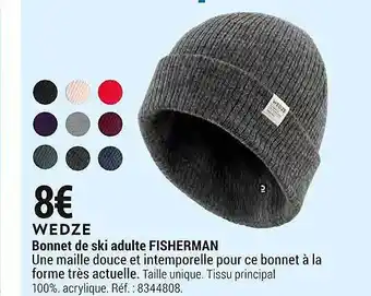 Decathlon Bonnet de ski adulte fisherman wedze offre