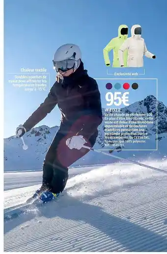 Decathlon Veste chaude de ski femme 500 wedze offre