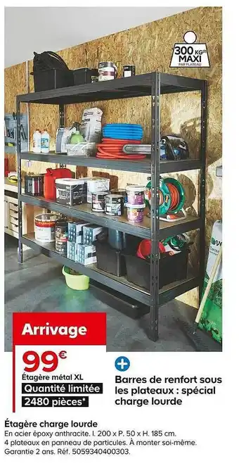 Castorama Étagère métal xl charge lourde offre