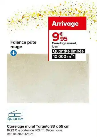 Castorama Carrelage mural taranto 33 x 55 cm offre