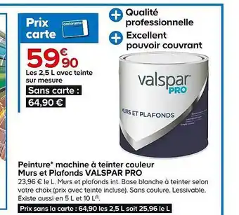 Castorama Peinture machine à teinter couleur murs et plafonds valspar pro offre