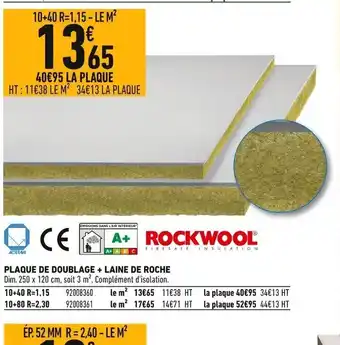 Plaque de Doublage +Laine de Roche