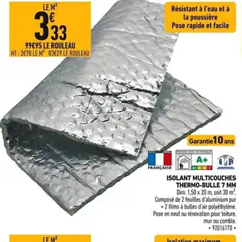 Batkor Isolant Multicouches Thermo-Bulle 7mm offre