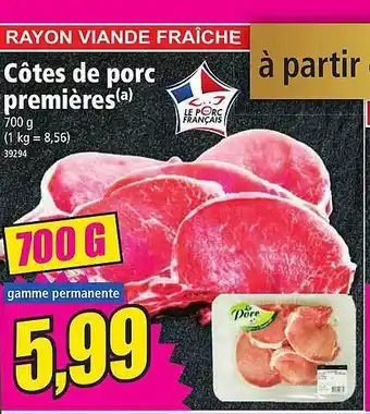 Norma Côtes de porc premières offre