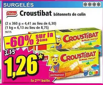 Norma Croustibat bâtonnets de colin findus offre