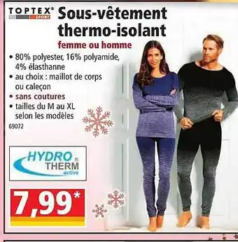Norma Sous-vêtement thermo-isolant toptex sport offre