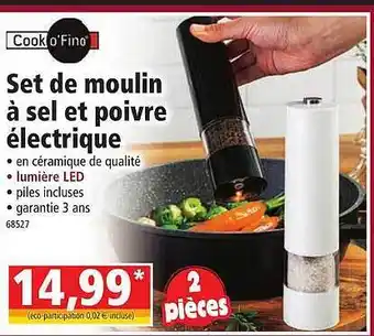 Norma Set de moulin à sel et poivre électrique cook o'fino offre