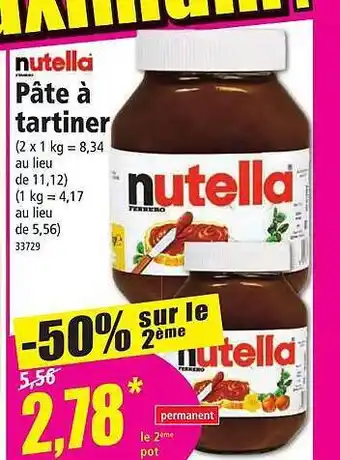 Norma Pâte à tartiner nutella offre