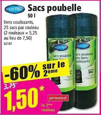 Norma Sacs poubelle 50l multitec offre