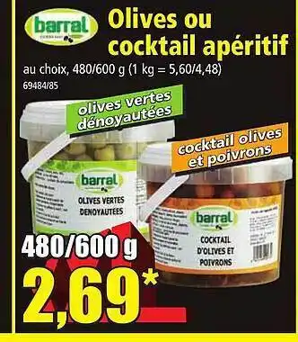Norma Olives ou cocktail apéritif barral offre