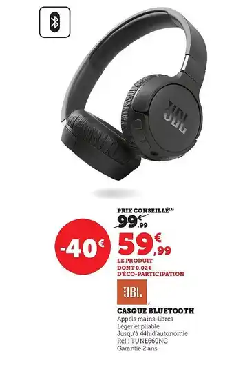 Super U Casque bluetooth jbl offre