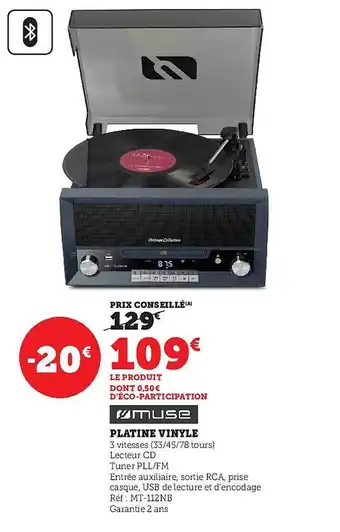 Super U Platine vinyle muse offre