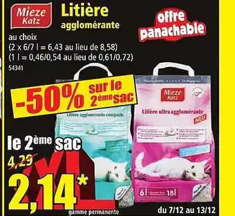 Norma Litière agglomérante mieze katz offre