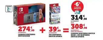 Super U Console nintendo switch néon + jeu nintendo switch sports offre