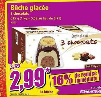 Norma Bûche glacée 3 chocolats offre