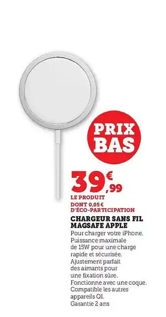 Chargeur sans fil magsafe apple