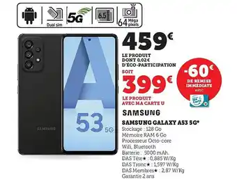 Super U Samsung galaxy a53 5g offre