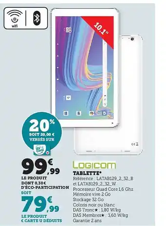 Super U Tablette 10.1 offre