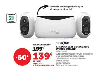 Super U Kit 2 caméras de sécurité strong full hd offre