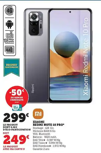 Super U Xiaomi redmi note 10 pro offre