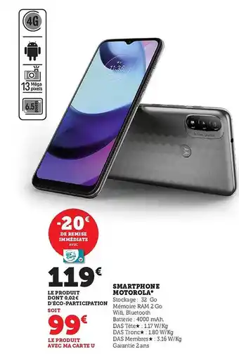Super U Smartphone motorola offre