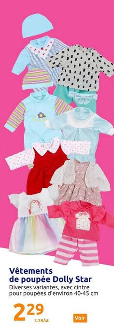 Action Vêtements de poupée dolly star offre
