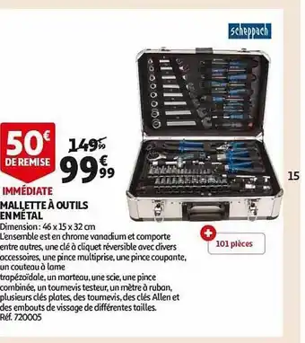 Auchan Mallette à outils en métal scheppach offre