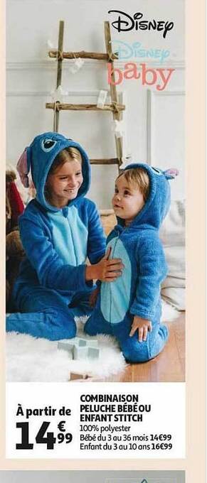 Combinaison peluche bébé ou enfant stitch