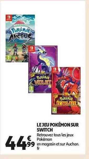 Auchan Le jeu pokémon sur switch offre