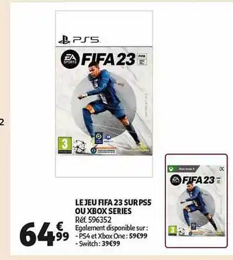 Auchan Le jeu fifa 23 sur ps5 ou xbox séries offre