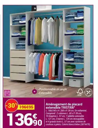 Bricorama Aménagement de placard extensible tristan offre