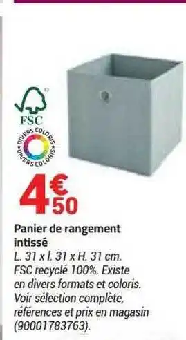 Bricorama Panier de rangement intissé offre