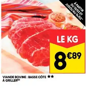 Leader Price Viande bovine : Basse côte a Griller offre